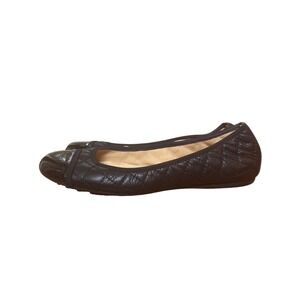 FS/NY Comfort‎ Ballet Flats Women Black Quilted Patent Cap Toe Italy SIZE 38